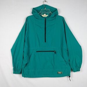 Vintage LL Bean Anorak 1/4 Zip Windbreaker Pullover Women's Size L Teal Green
